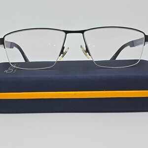 OGA Morel 7956O NB040 Black Brushed Blue Semi Rimless Eyeglasses Frame w/ Case